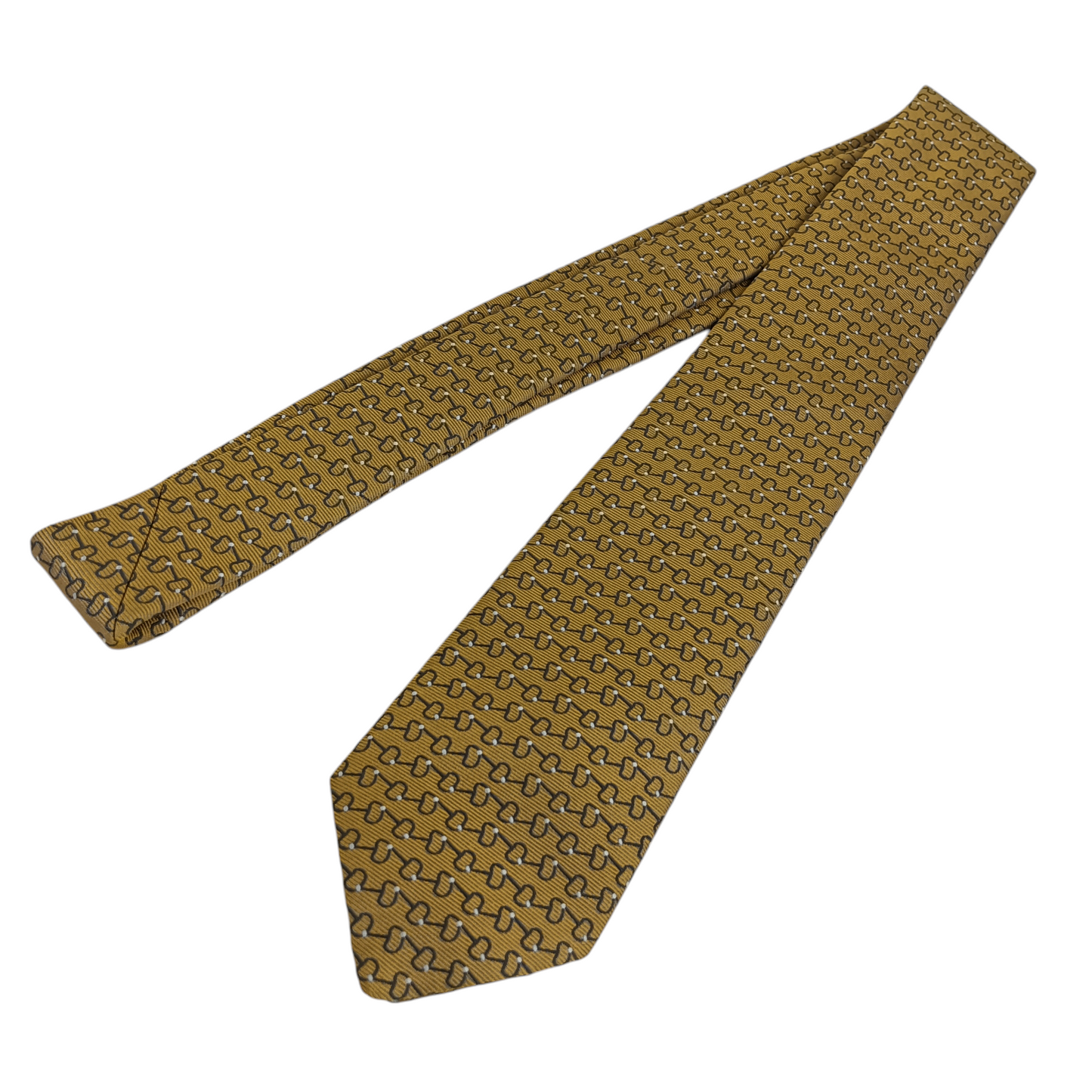 HERMES Necktie 339381T Rank(A) Yellow Mors a Olives tie