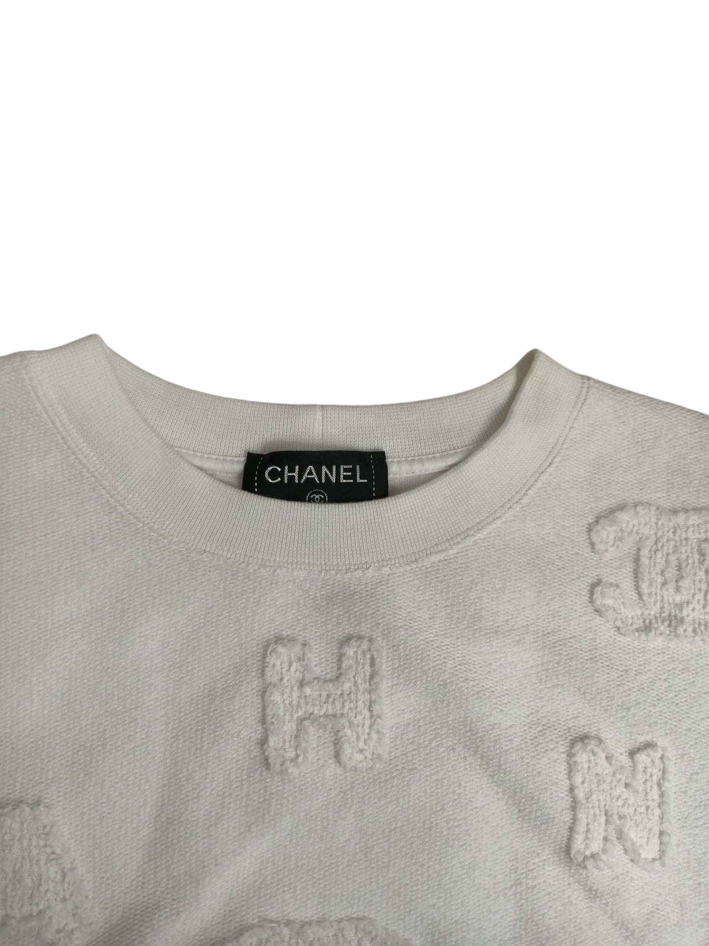 CHANEL SWEAT LADY'S WHITE P62978 K48522 AW005 SIZE S RANK(C) *TAG DAMAGE/STAIN