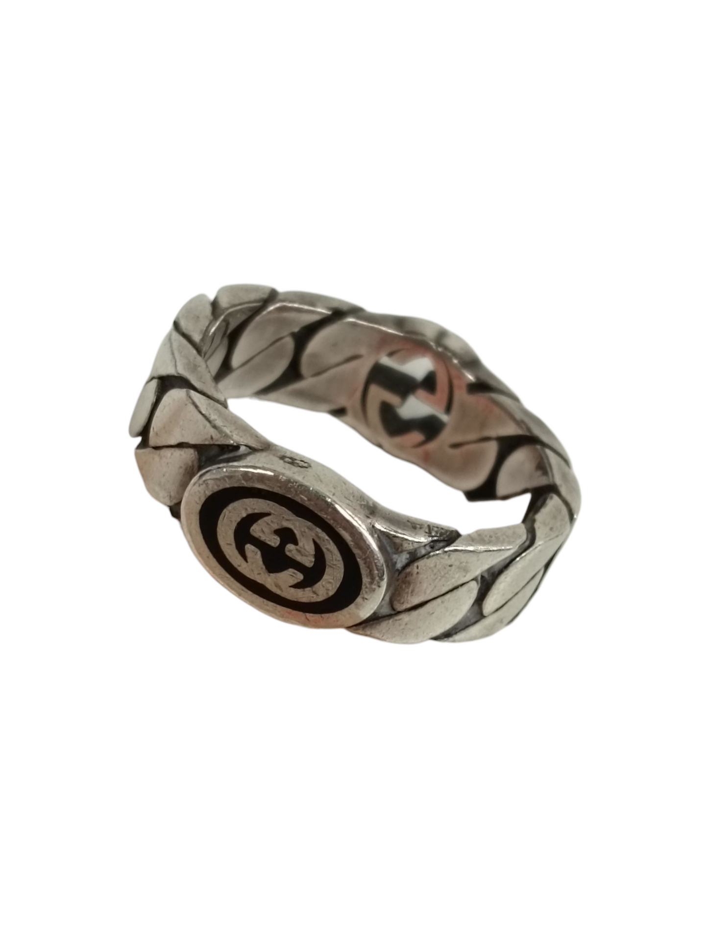 GUCCI Ring Sterling Silver Interlocking Silver