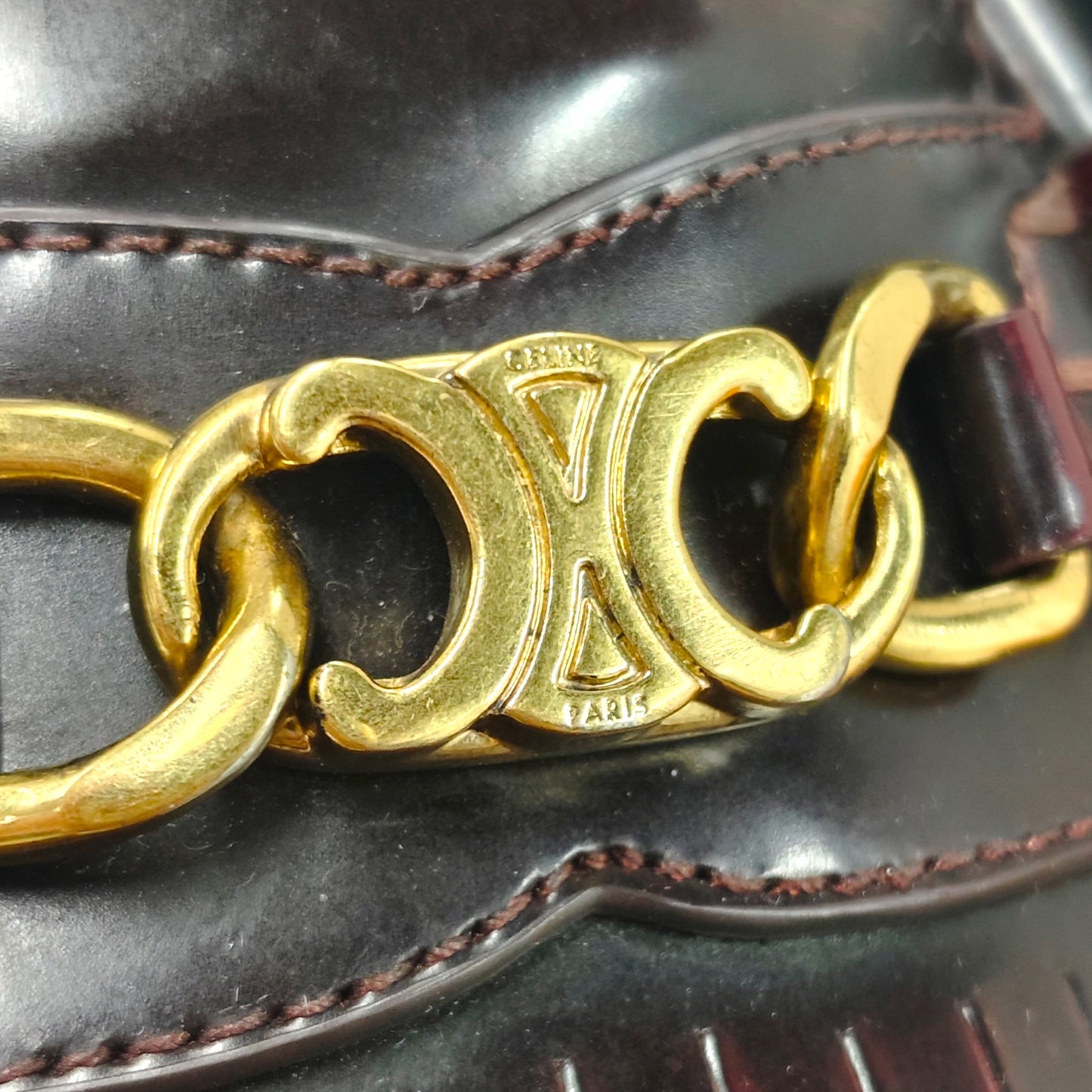CELINE Loafers Size 37 Lady's Burgundy FA0271 Rank B