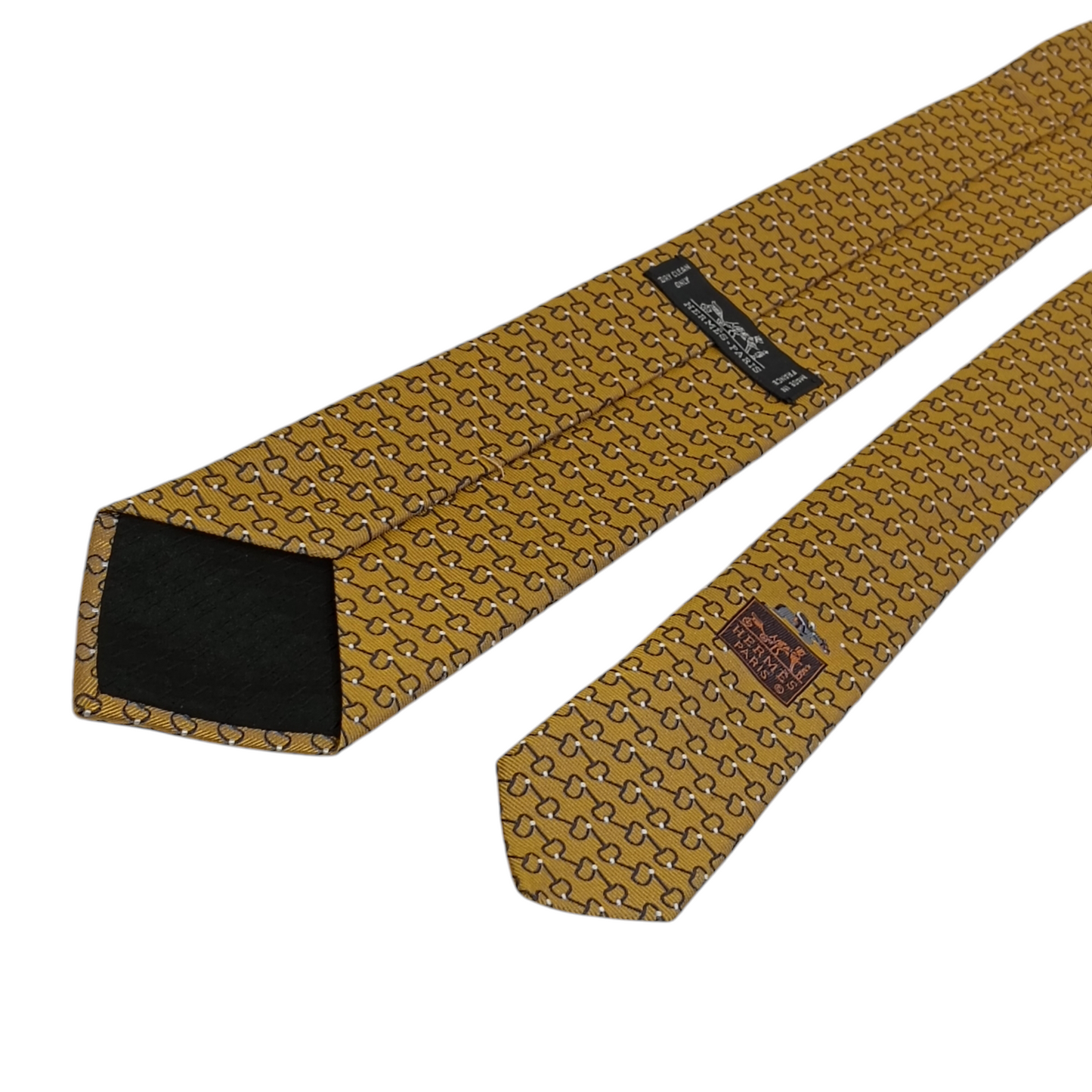 HERMES Necktie 339381T Rank(A) Yellow Mors a Olives tie