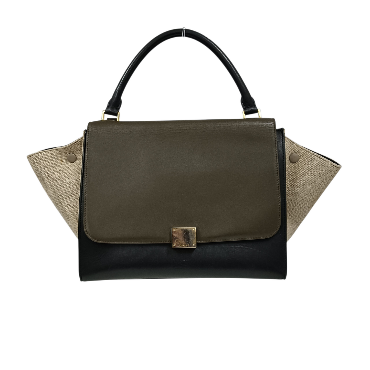 CELINE 2WAY Bag Trapeze Medium U-CU-1123 Olive/Black Damage/Stain