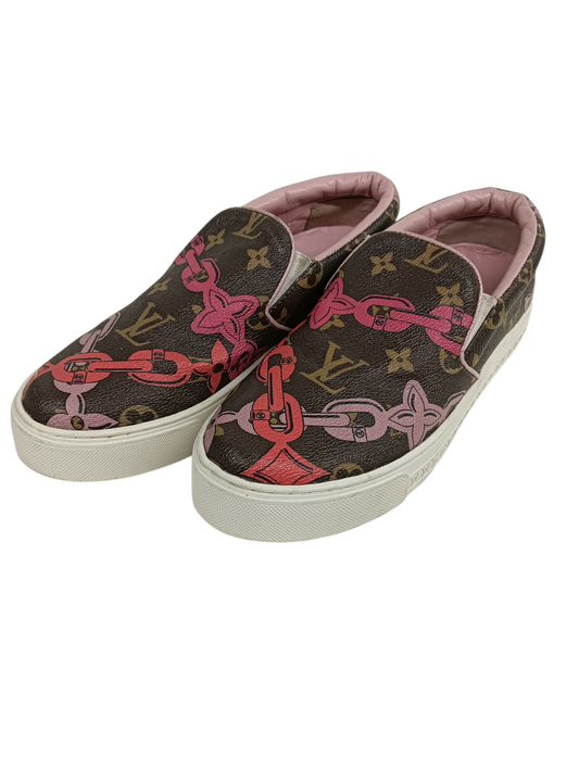 LOUIS VUITTON Slip-on Size 37 Bay harbor Slip Lady's Brown/Pink Monogram