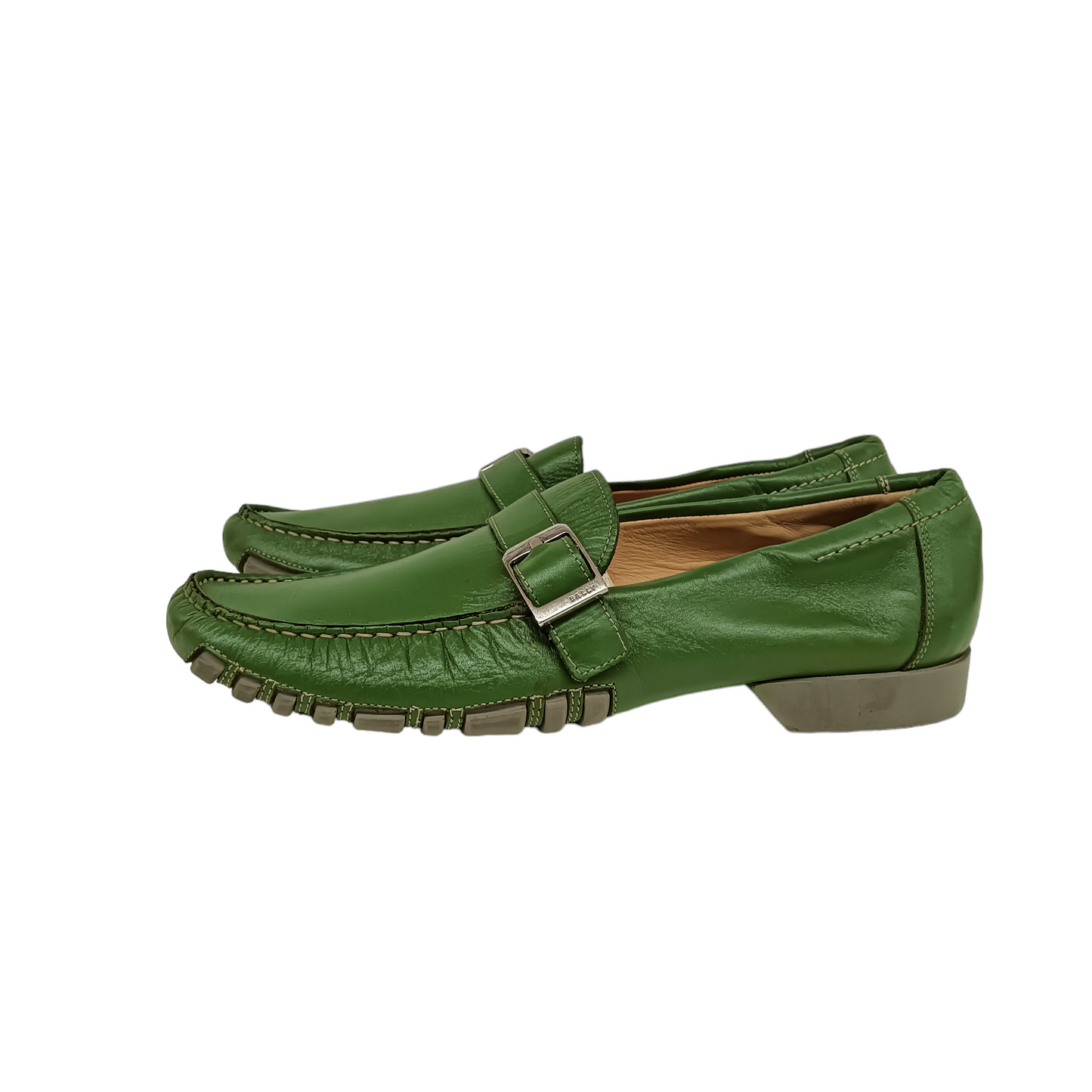 BALLY Driving Shoes 38 1/2 Lady's Green ALTA USAL