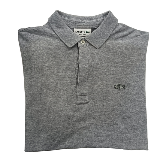 LACOSTE Polo Shirt Size S Men Light Gray(Gray Logo)