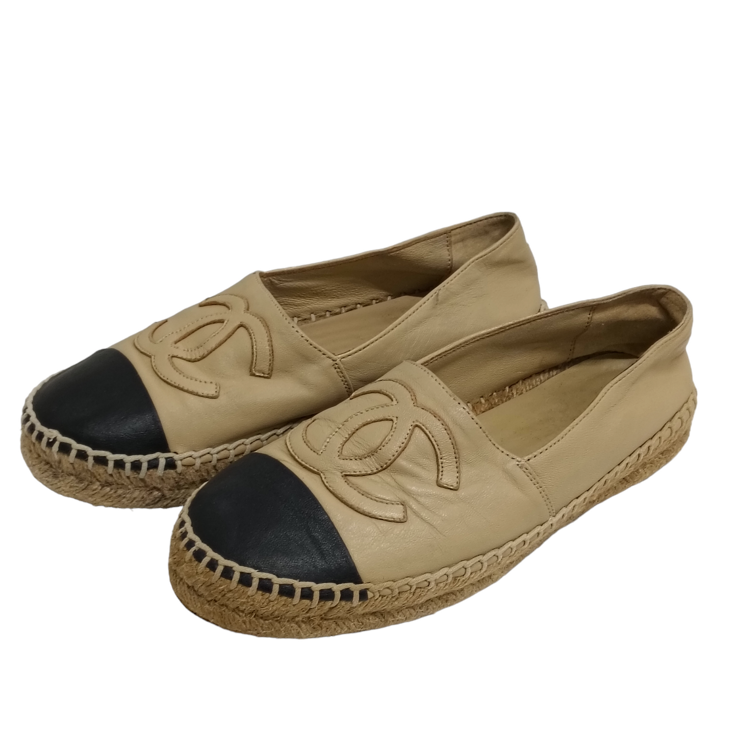 CHANEL Slip-on Lady's Black/Beige Size 36 ZG29762