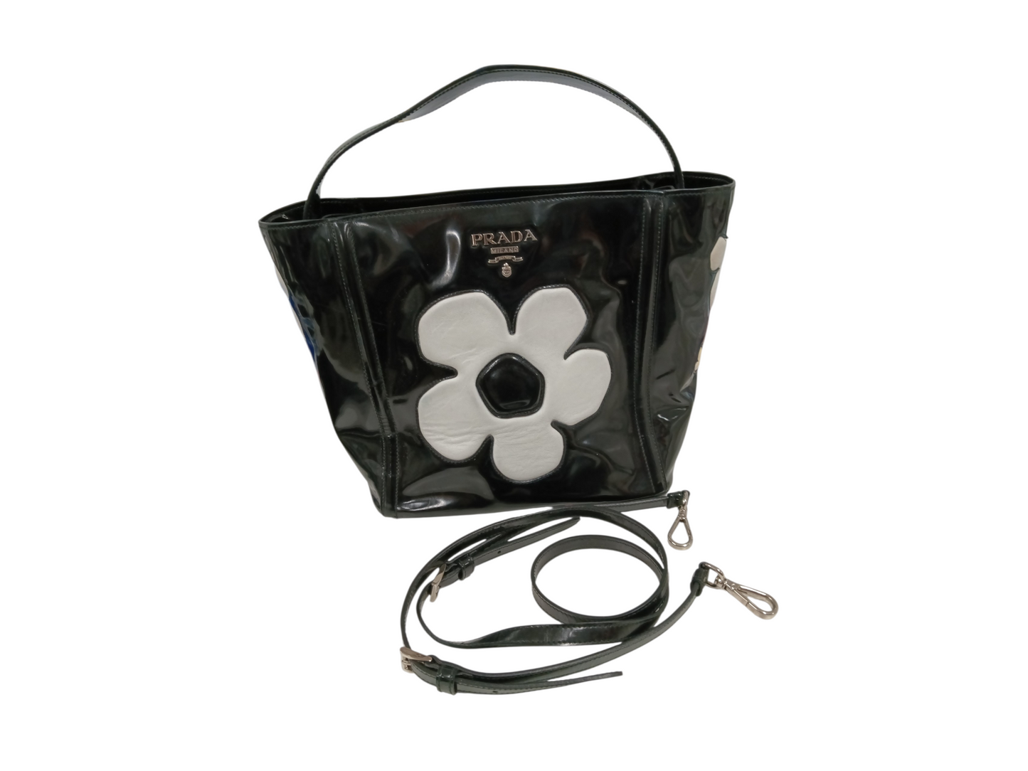 PRADA 2WAY BAG BLACK/W HITE