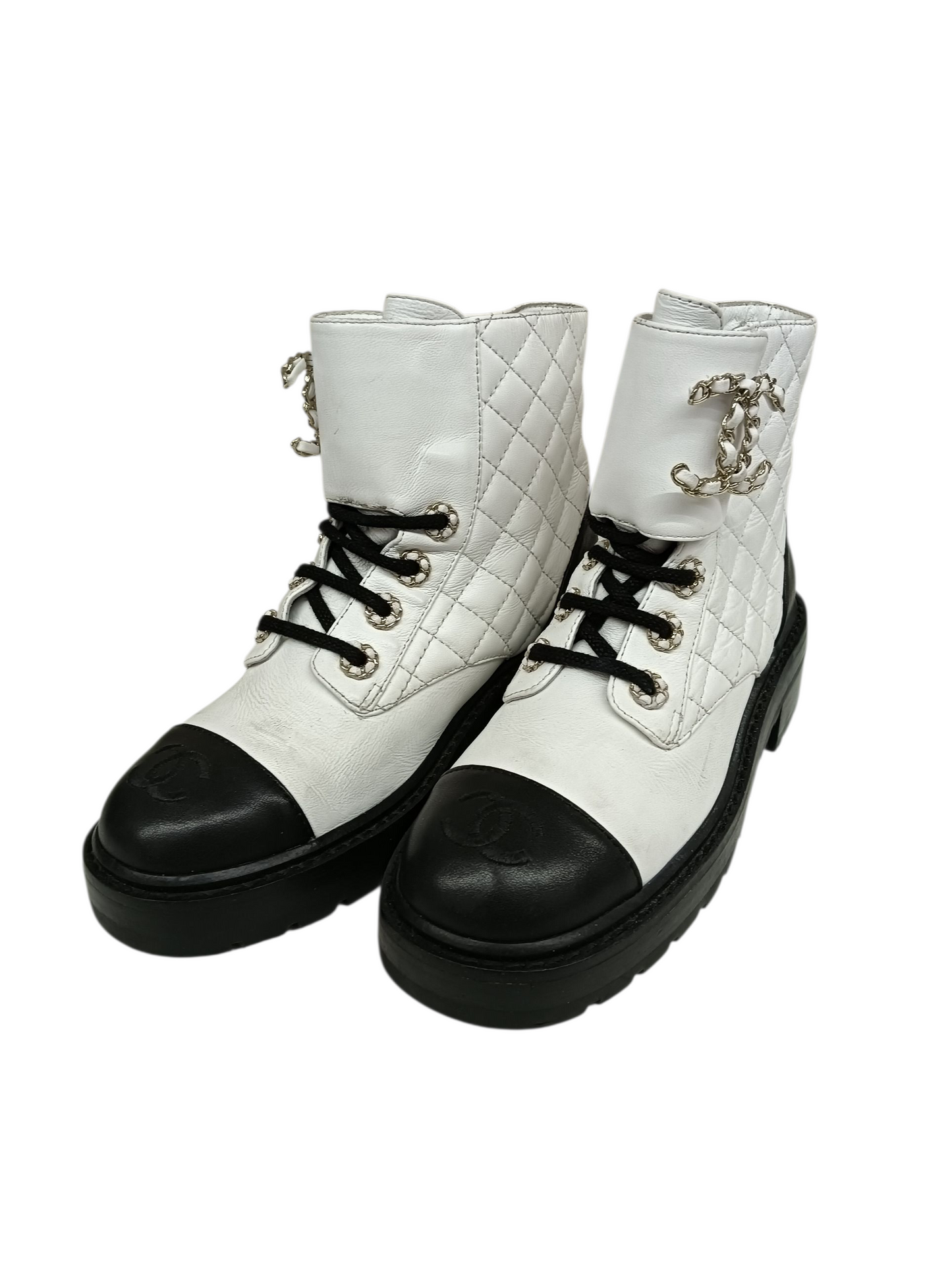 CHANEL Boots Size 36 Lady's White C36424