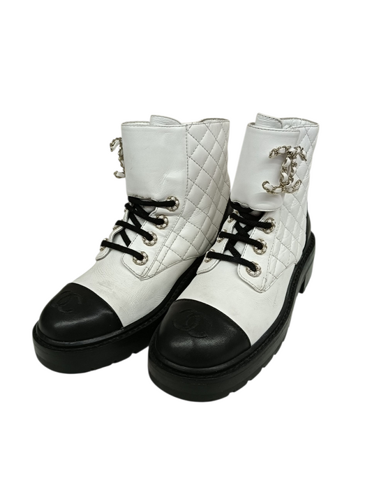 CHANEL Boots Size 36 Lady's White C36424