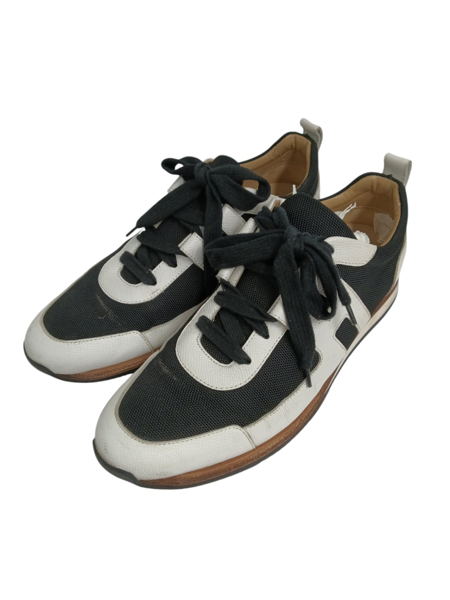 HERMES PARTNER SNEAKER SIZE 42 MENS BLACK/WHITE 172300ZH STAIN