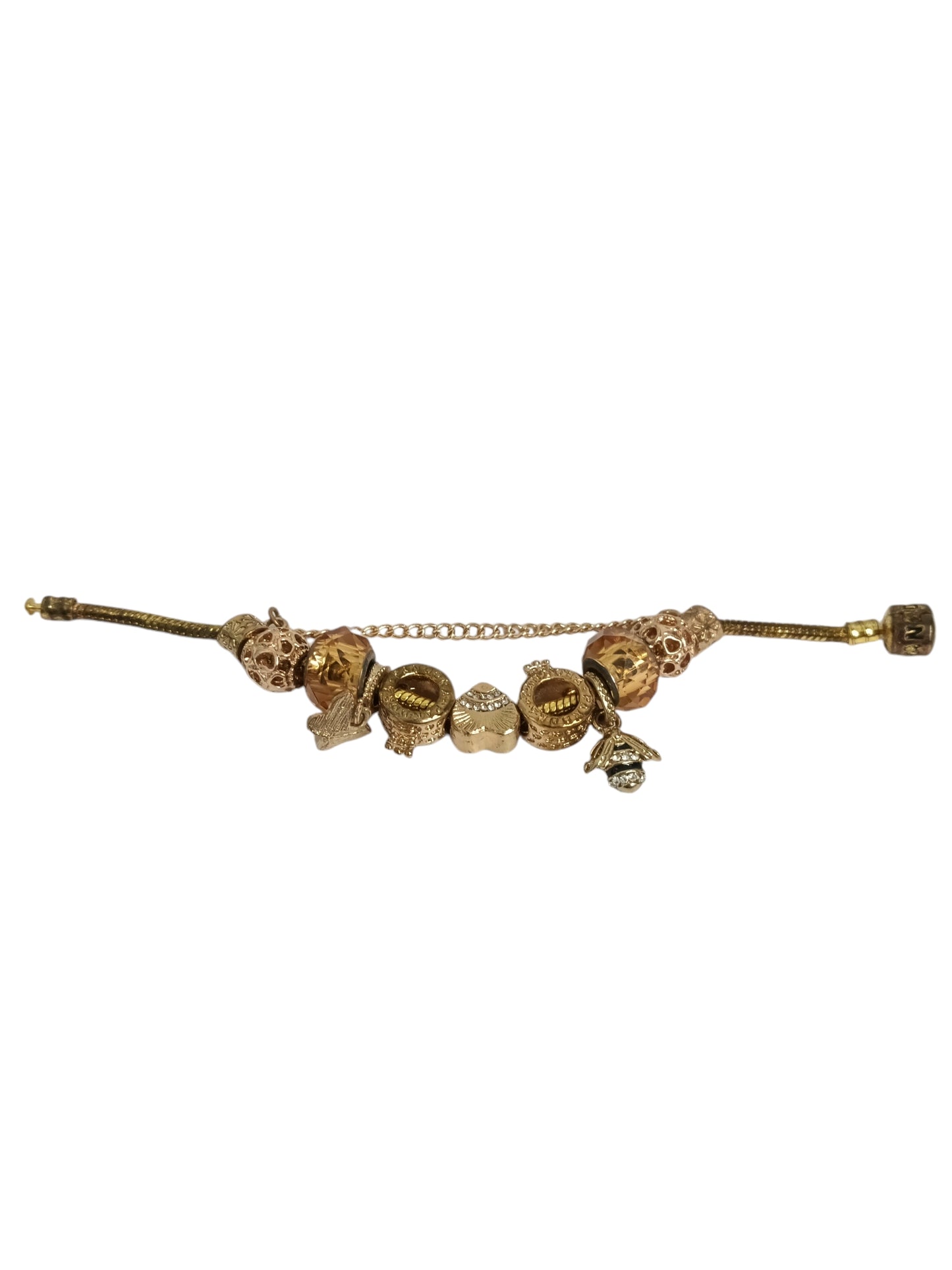 PANDORA BRACELET GOLD  10 CHARM RANK(B)