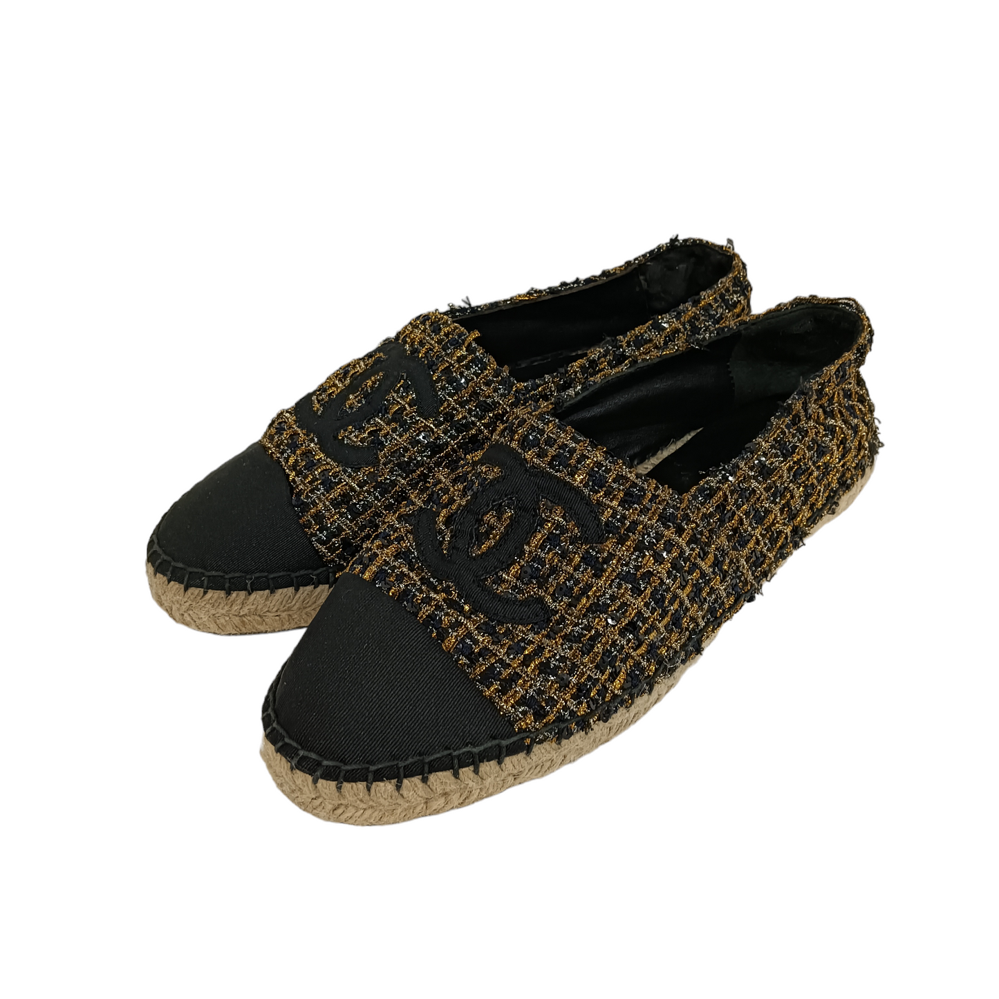 CHANEL Espadrille 40 Lady's Black/Gold G29762