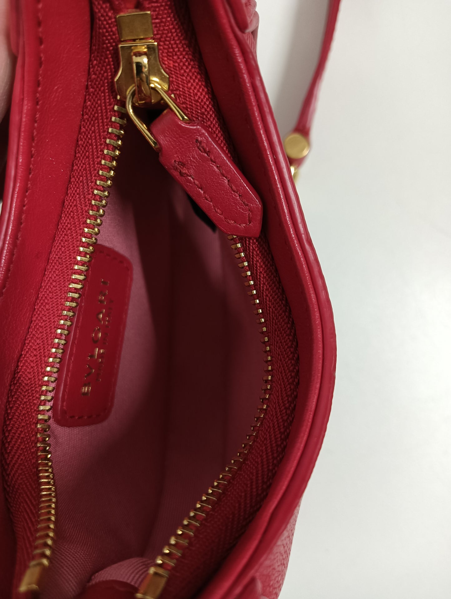 BVLGARI Mini Shoulder Bag Serpenti Ellipse Red/Gold