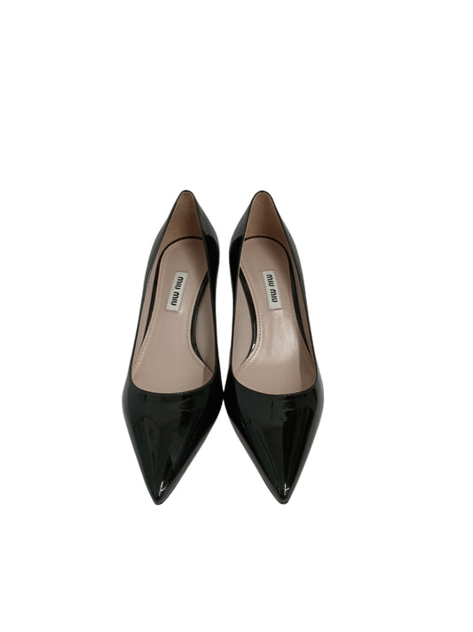 MIU MIU PATENT LEATHER PUMPS 37 LADY'S BLACK RANK (A)