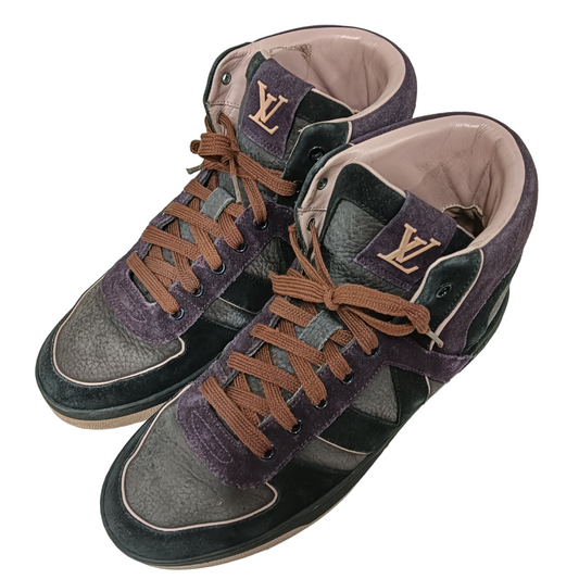 LOUIS VUITTON High Cut Sneakers 5 Purple Black L1 0151 Lady's