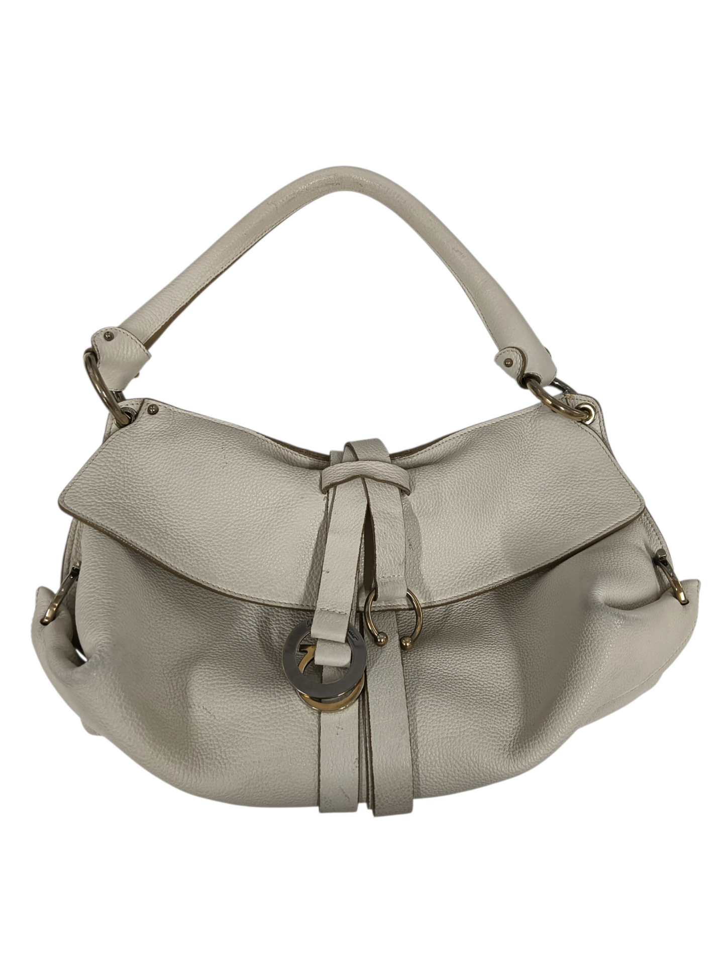 Salvatore Ferragamo Shoulder Bag White EE-21 B643/ Rank(B) Stain/Damage