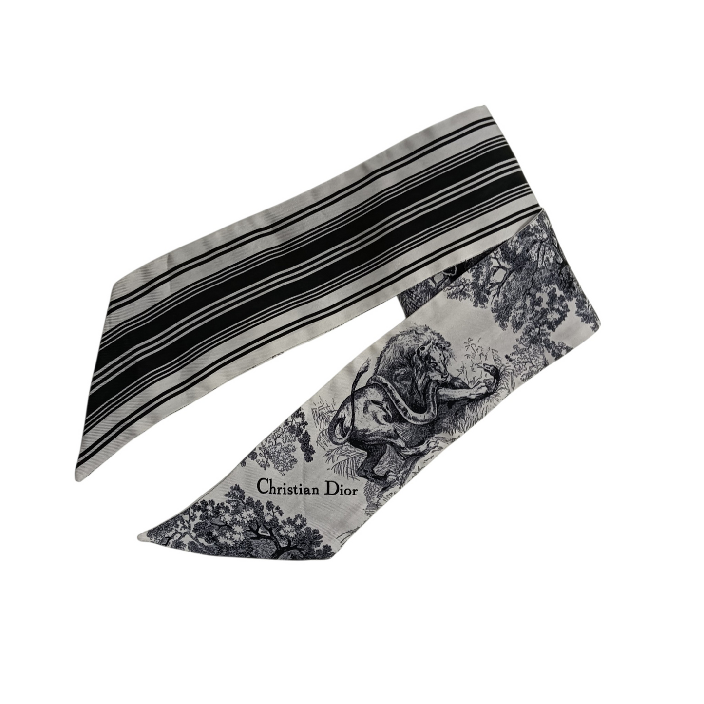 Christian Dior Silk Scarf Black/White