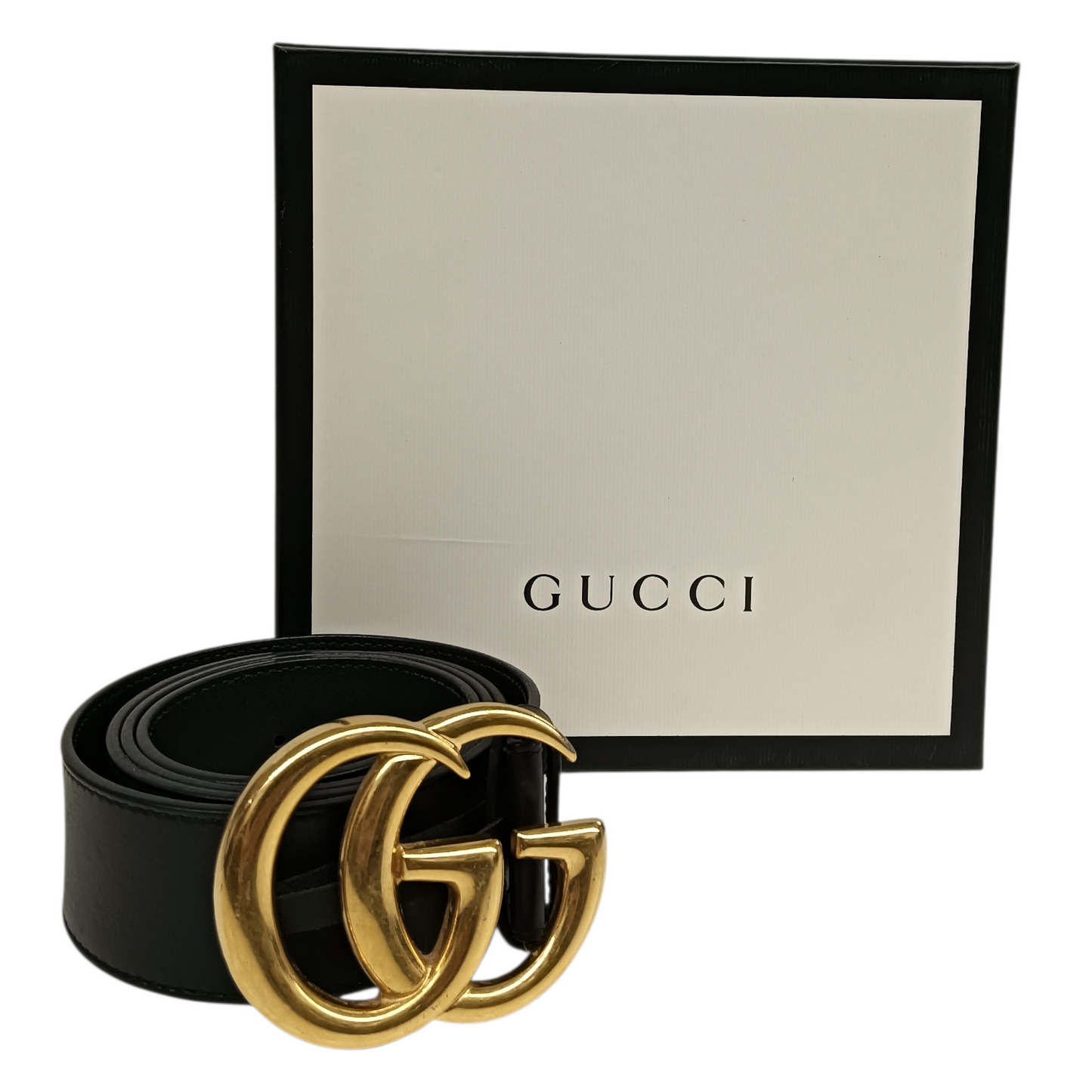 GUCCI Belt Black/Gold 400593 Double G