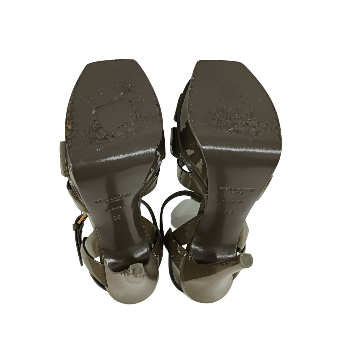 YVES SAINT LAURENT Sandal 35 Lady's Olive Damage