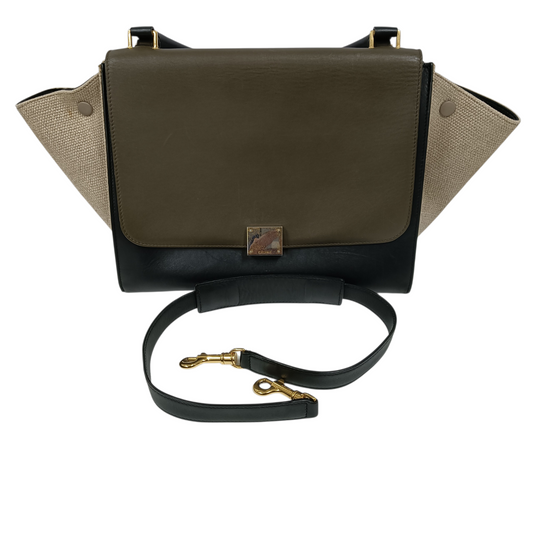 CELINE 2WAY Bag Trapeze Medium U-CU-1123 Olive/Black Damage/Stain