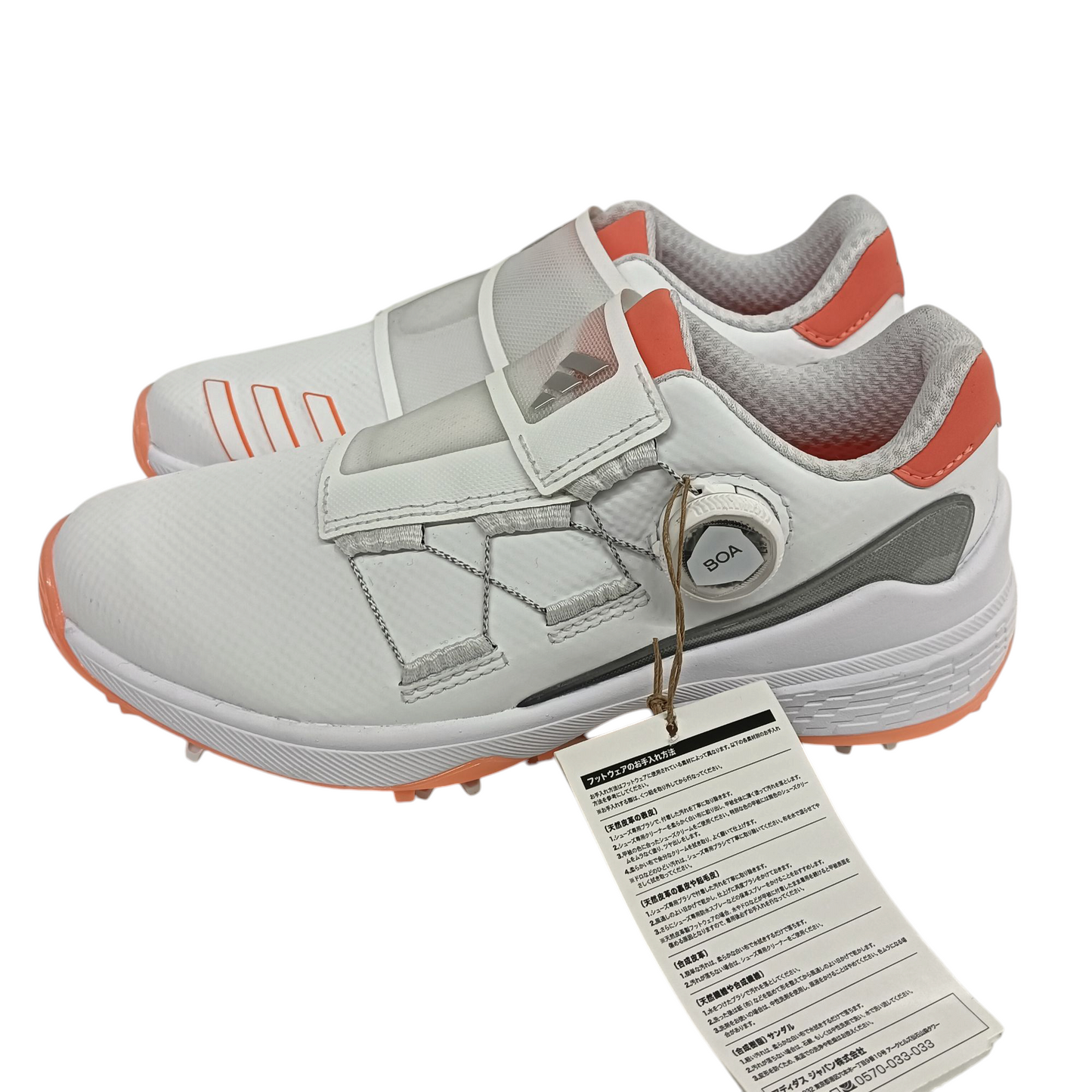 Adidas Golf Shoes 6.5US Lady's White And Orange Rank(A) HP2225