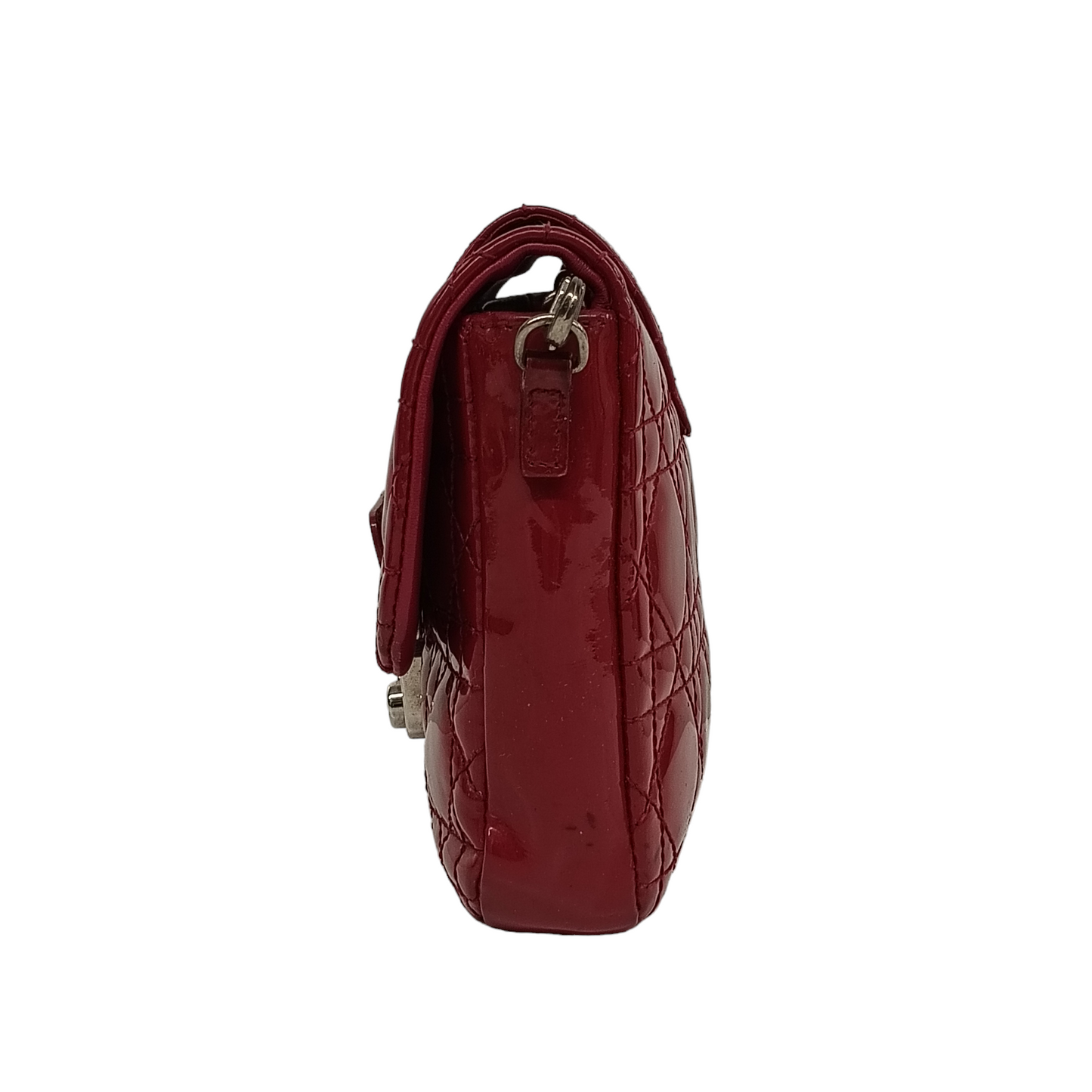 CHRISTIAN DIOR Shoulder Bag Canage 02-LU-0102 Red Damage