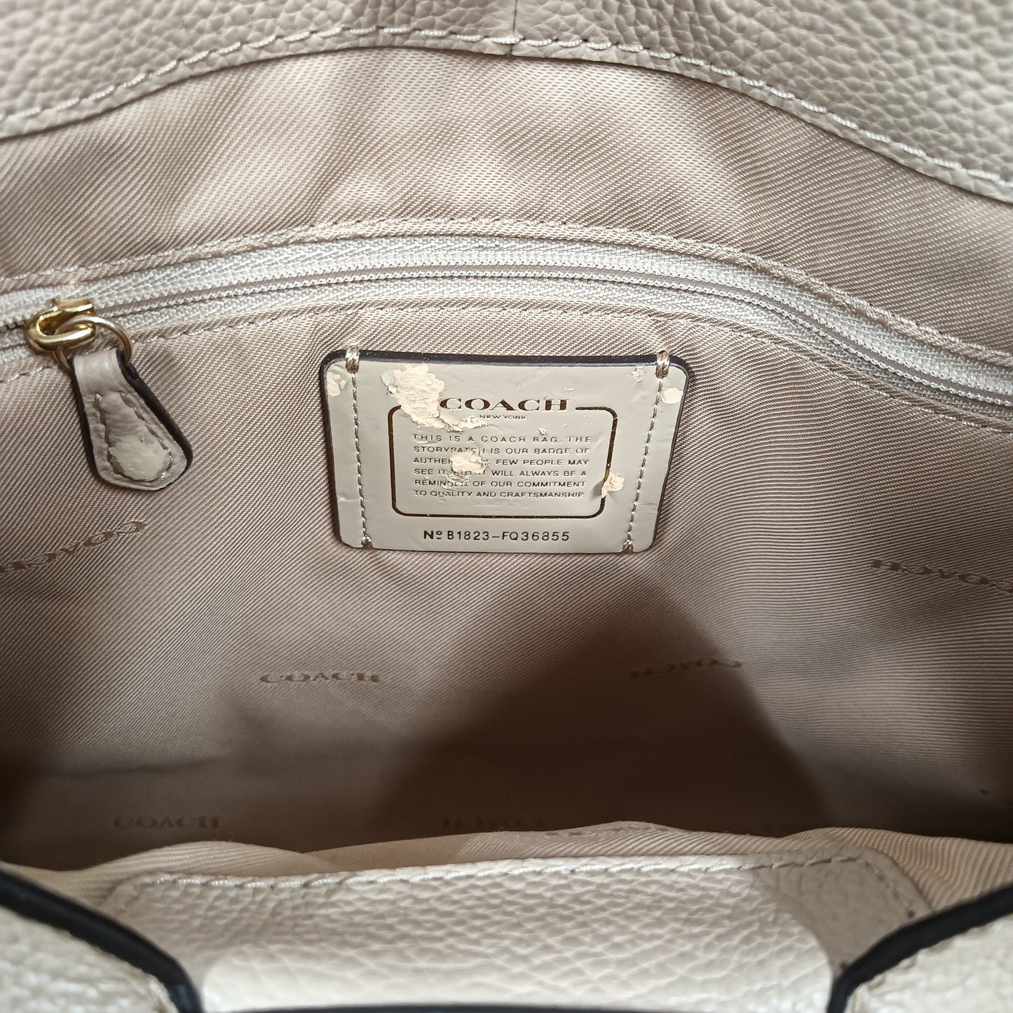 COACH Shoulder Bag FQ36855 Beige **TAG DAMAGE