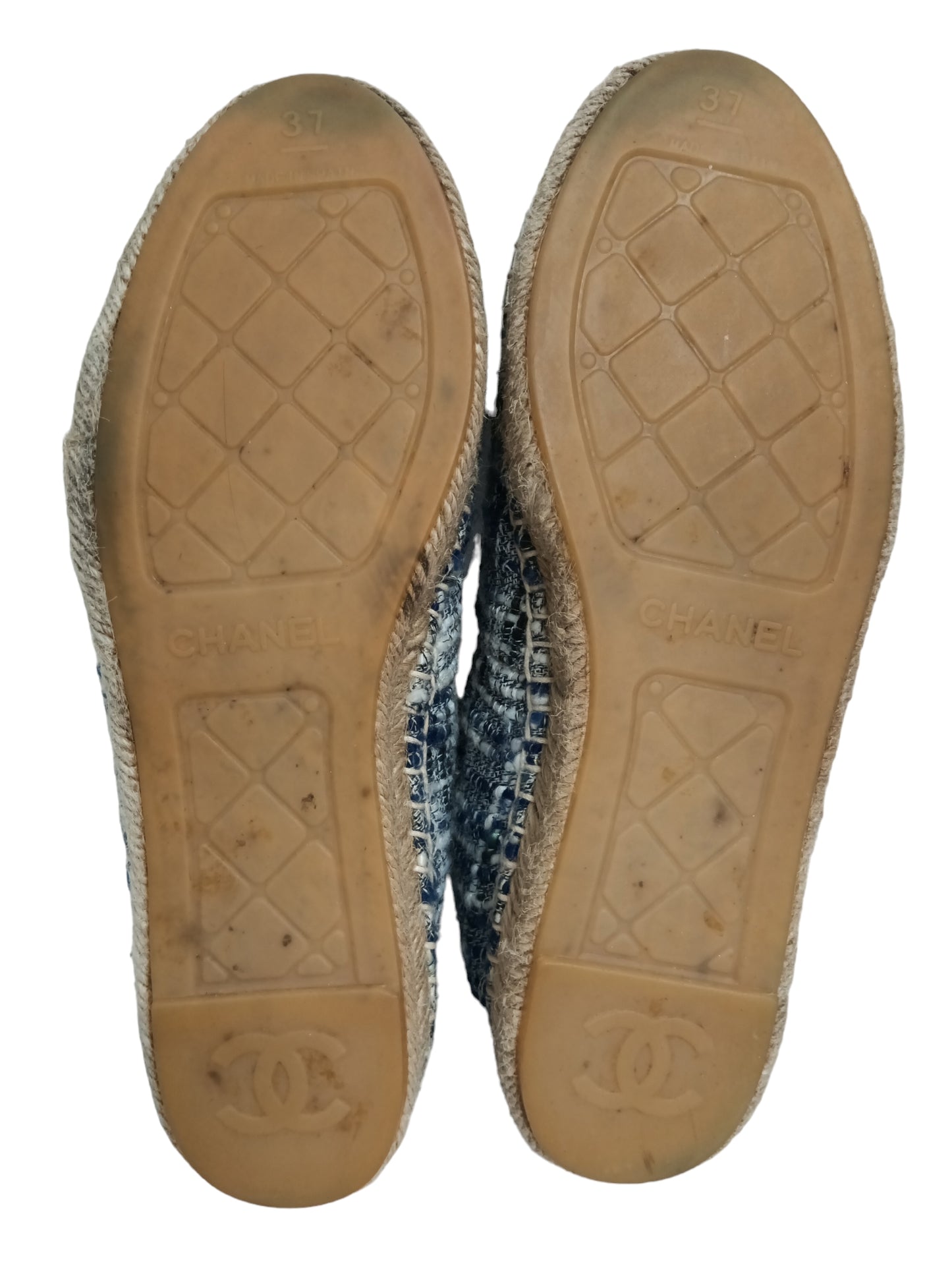 CHANEL ESPADRILLE SIZE 37 SILVER/BLUE G29762