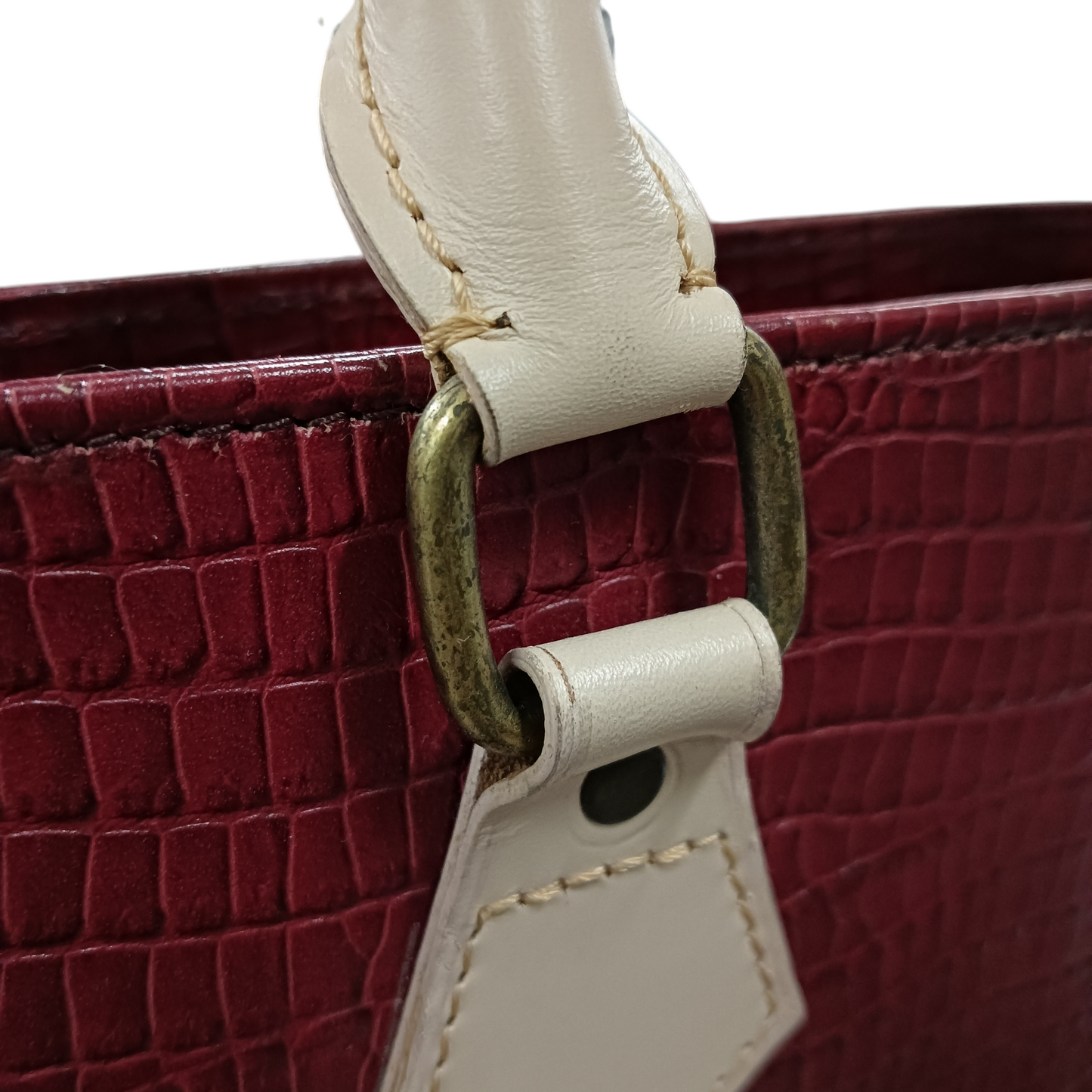 VR LEATHER TOTE BAG CROCODILE RED