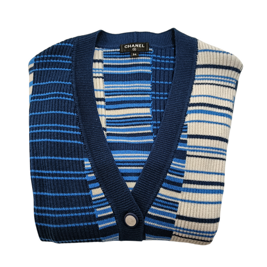 CHANEL Cardigan Lady's Size 34 Blue P62210K47538