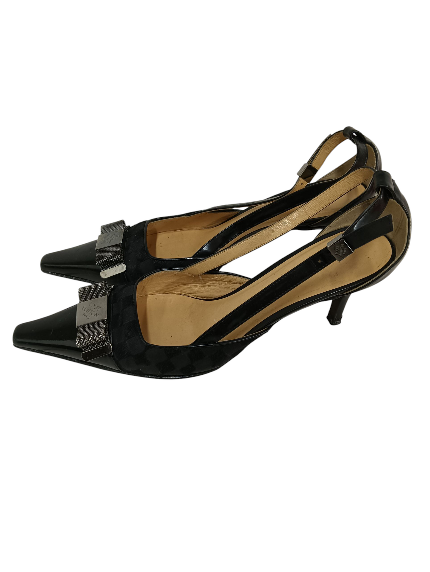 LOUIS VUITTON Pumps Size 37 Lady's Black Stain NQ0064