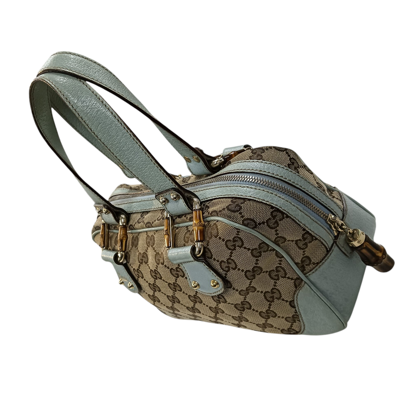 GUCCI Shoulder Bag Brown/sky blue 154376