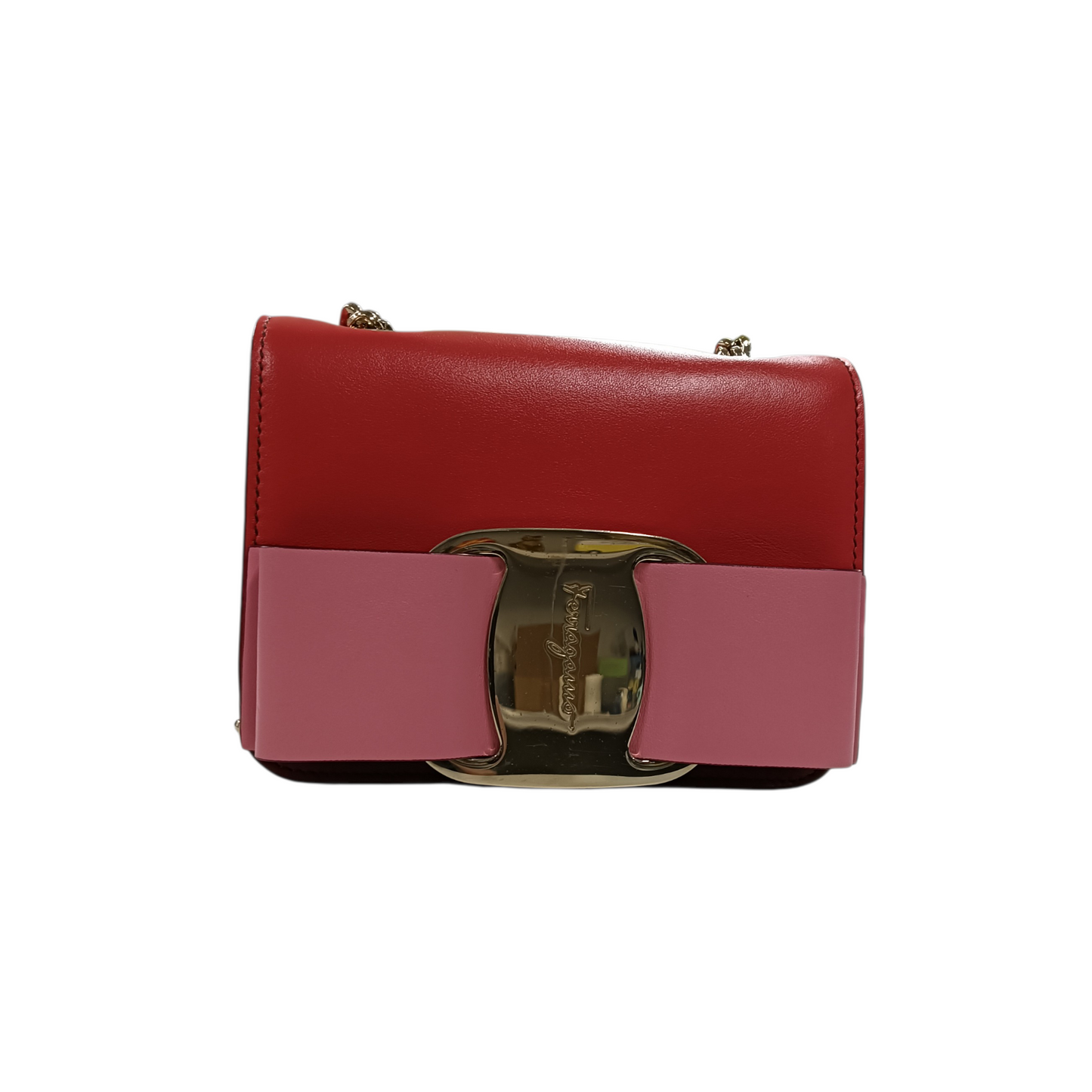 Salvatore Ferragamo Shoulder Bag Oversized Vara Now Mini Bag Red And Pink FZ-21 G965