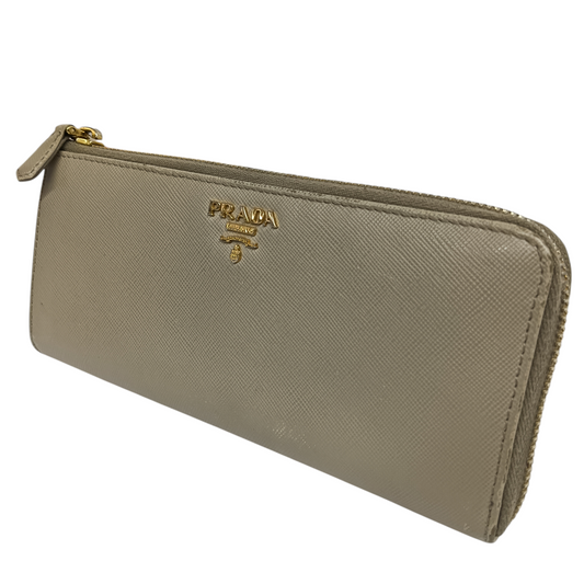 PRADA Long Wallet Rank (BC) Beige *Damage/Stain 213