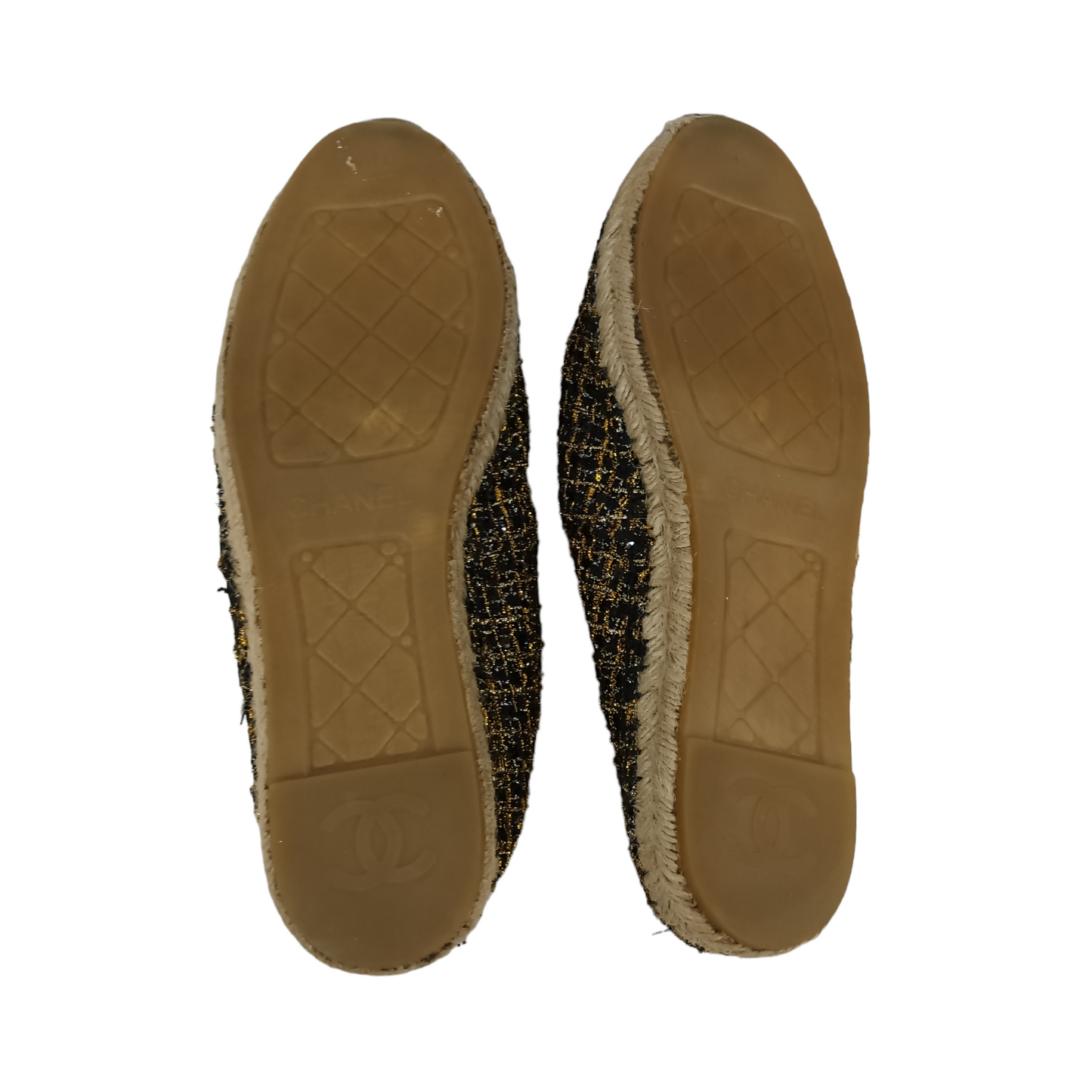 CHANEL Espadrille 40 Lady's Black/Gold G29762