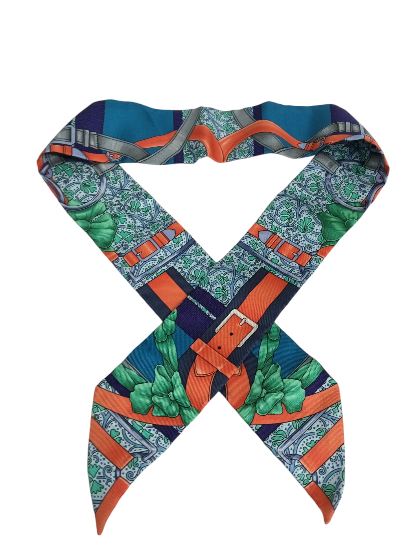 HERMES SCARF TWILLY BLUE/GREEN/ORANGE