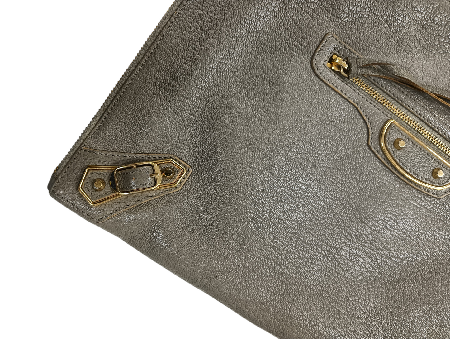 BALENCIAGA Clutch Bag Khaki 12 11 C 568024 Stain 390186