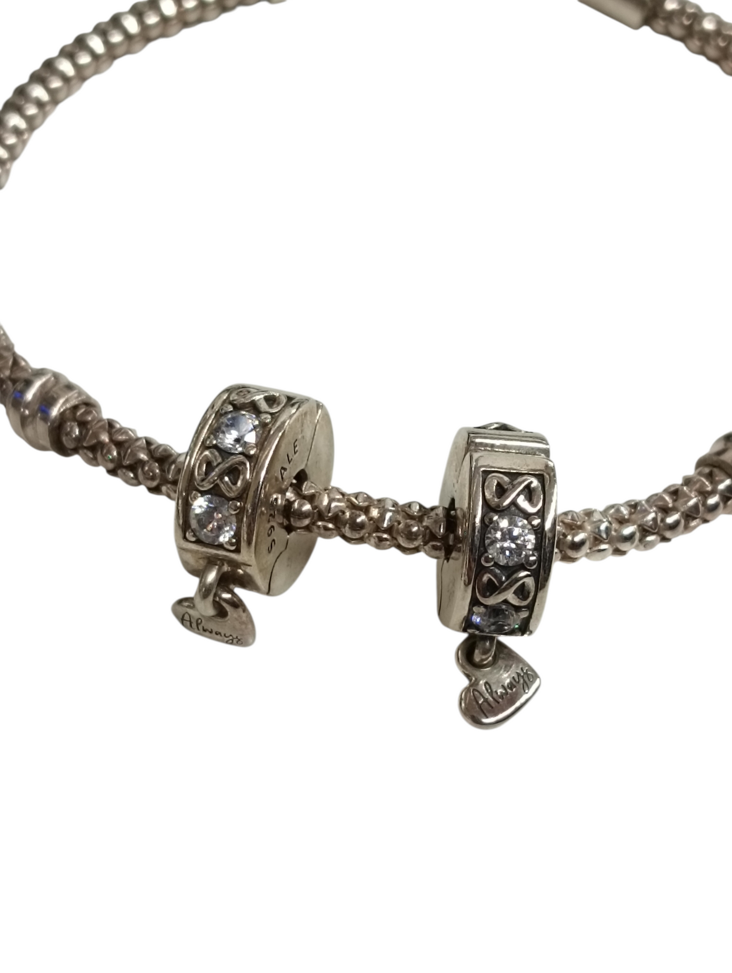 PANDORA Studded chain sterling with cham 2p