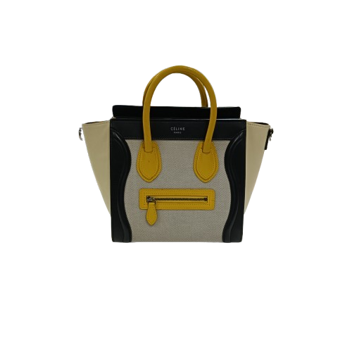CELINE 2WAY Bag Navy/Beige/Yellow **Stain**