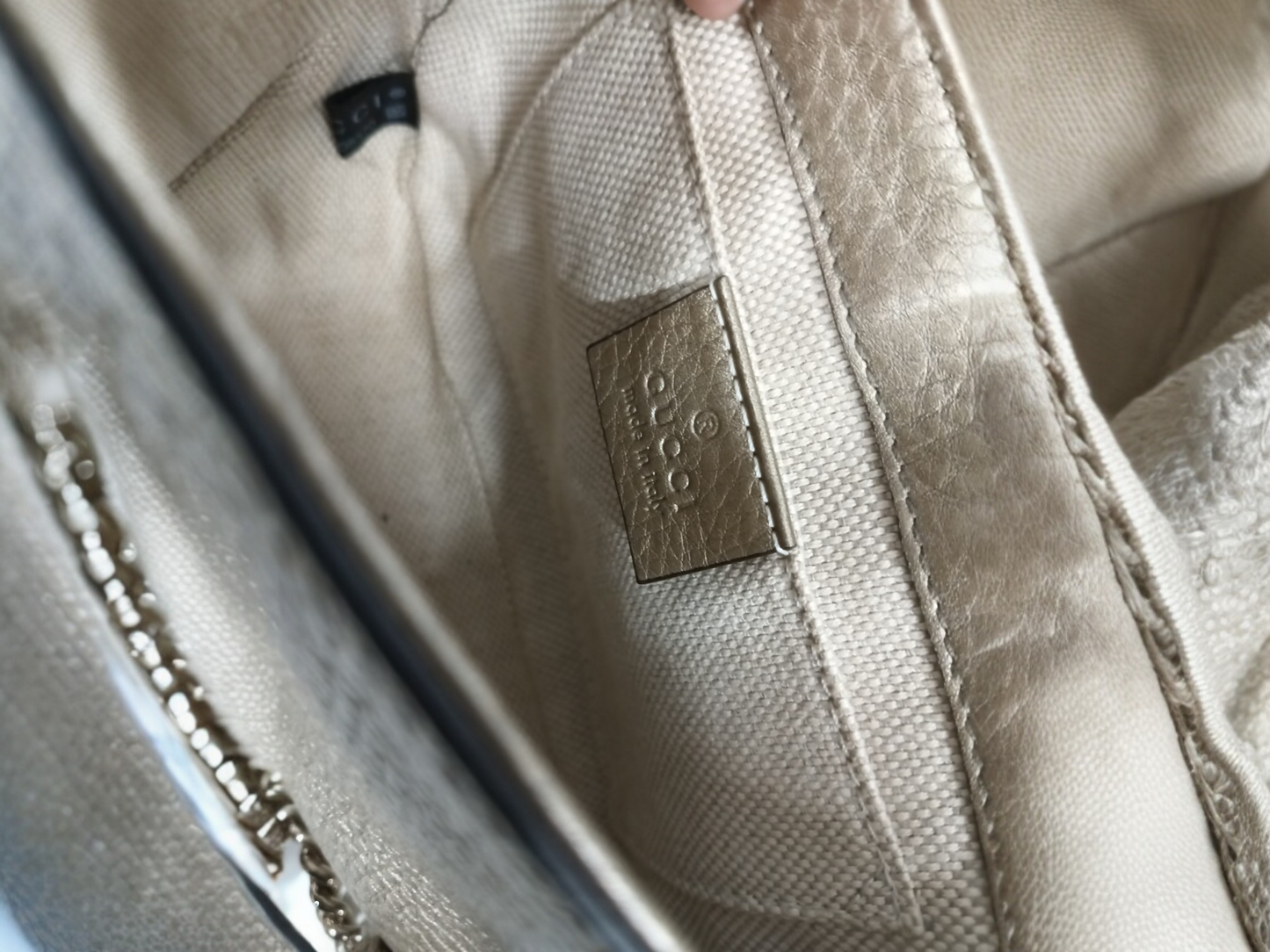 GUCCI SHOULDER BAG BEIGE/GOLD RANK (B)