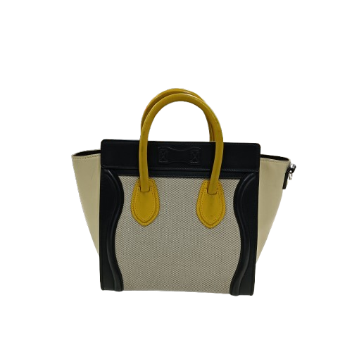 CELINE 2WAY Bag Navy/Beige/Yellow **Stain**