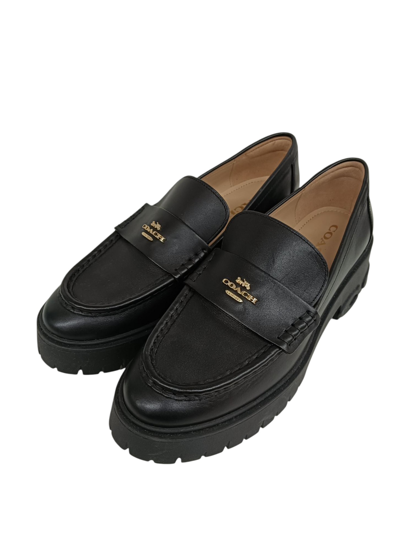 COACH Loafers Size 39.5 CM587 Lady's Black