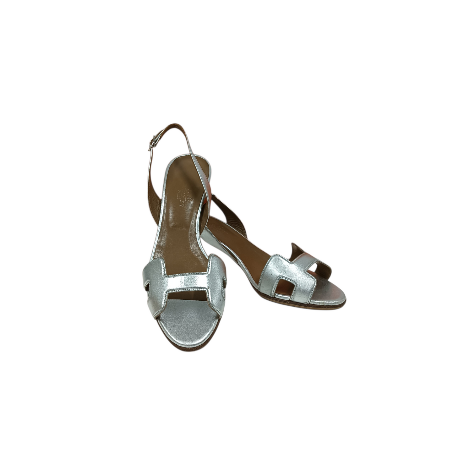 HERMES Pumps 37 Silver Scratch