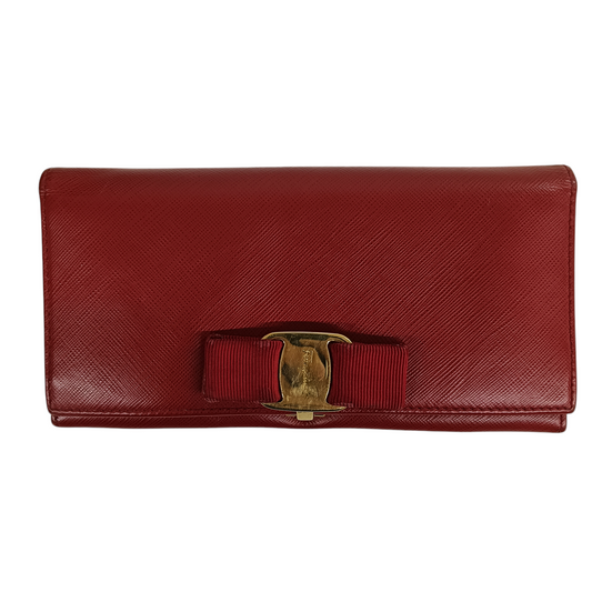 Salvatore Ferragamo Long Wallet Red/Gold IR-22A900 Rank(C)