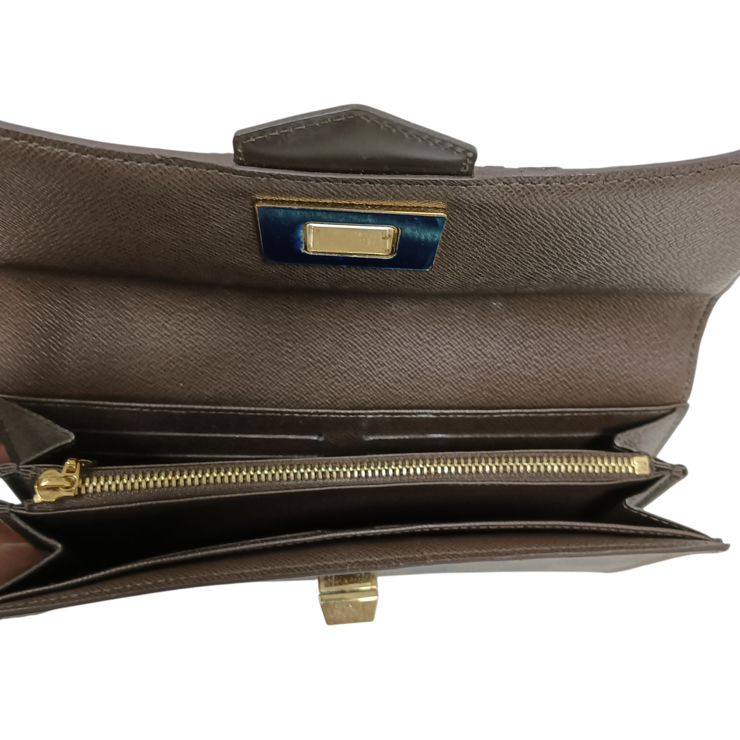 LOUIS VUITTON Long Wallet Damier N63017 Brown Scratch/Damage CA2172 Rosebery Ebene