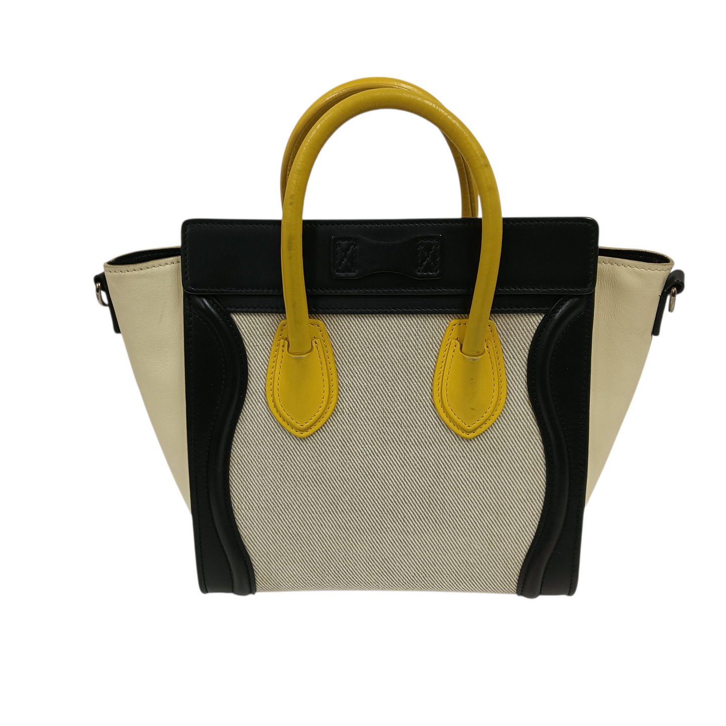 CELINE 2WAY Bag Navy/Beige/Yellow Stain