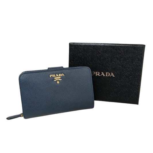 PRADA Wallet 1M1225 Navy Damage 107