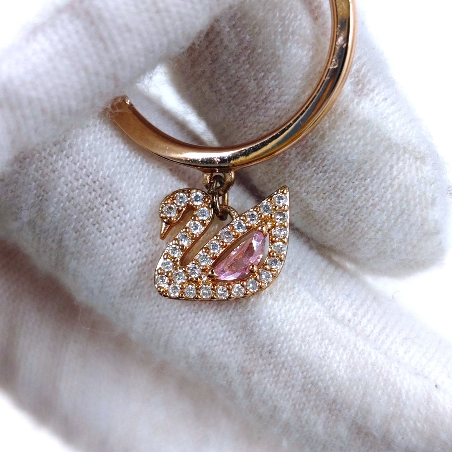 SWAROVSKI Ring Pink Gold Swan Rank AB