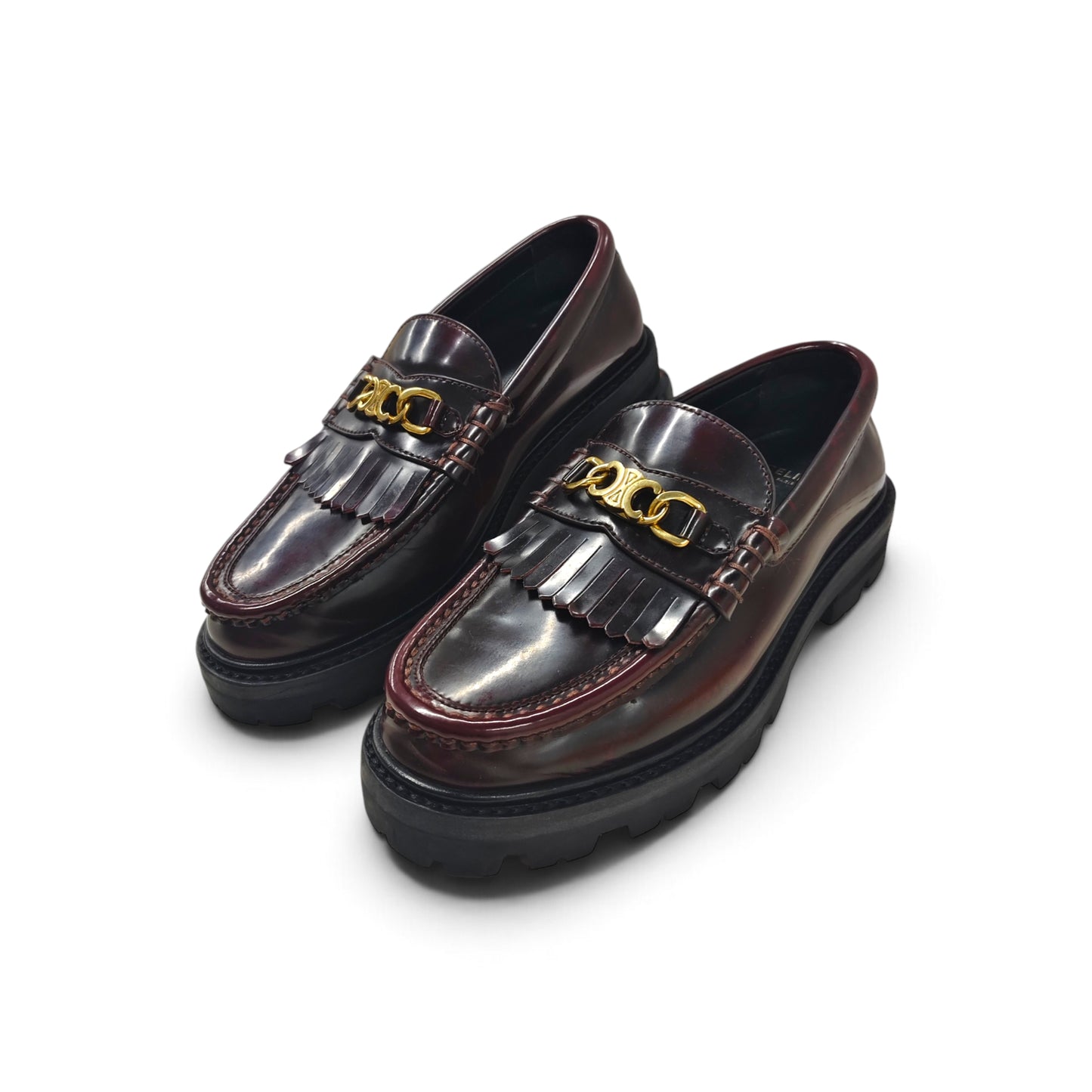 CELINE Loafers Size 37 Lady's Burgundy FA0271 Rank B
