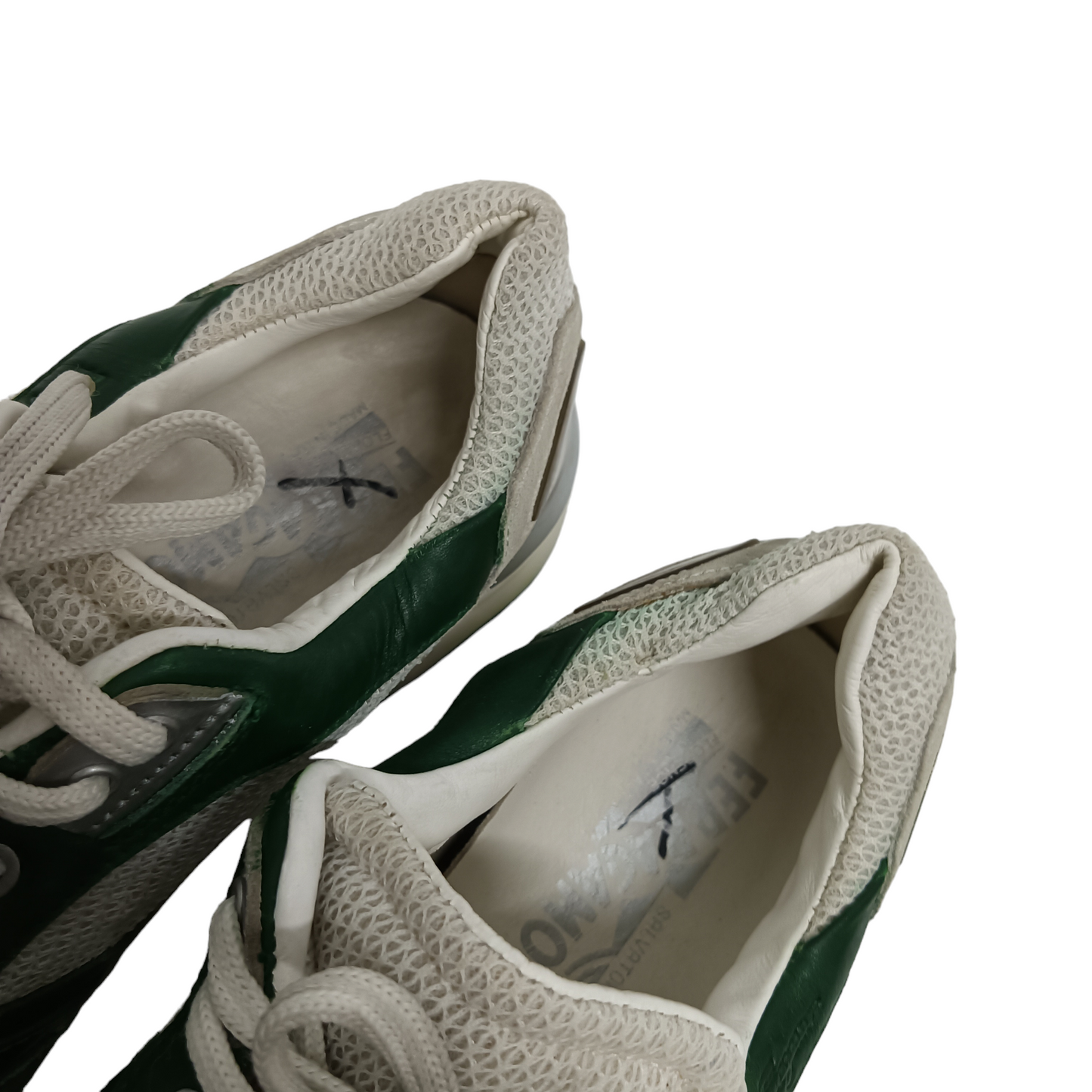 SALVATORE FERRAGAMO Sneaker Lady's White/Green Size 6.5 32802